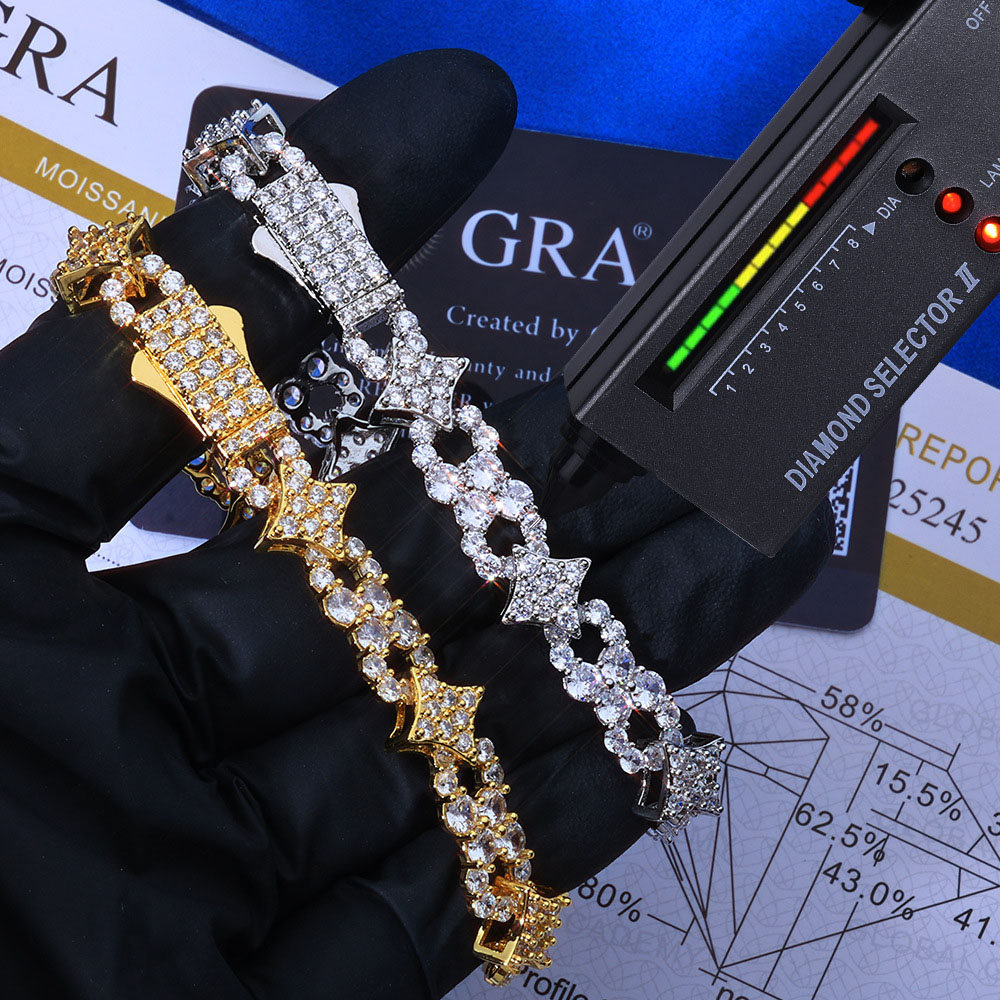 iced out moissanite infinity star link chain & bracelet