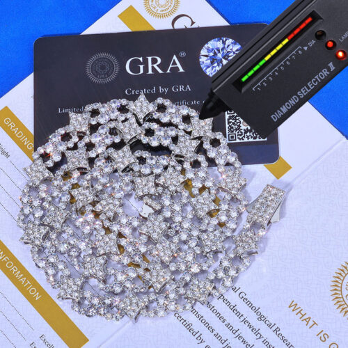 iced out moissanite infinity star link chain & bracelet