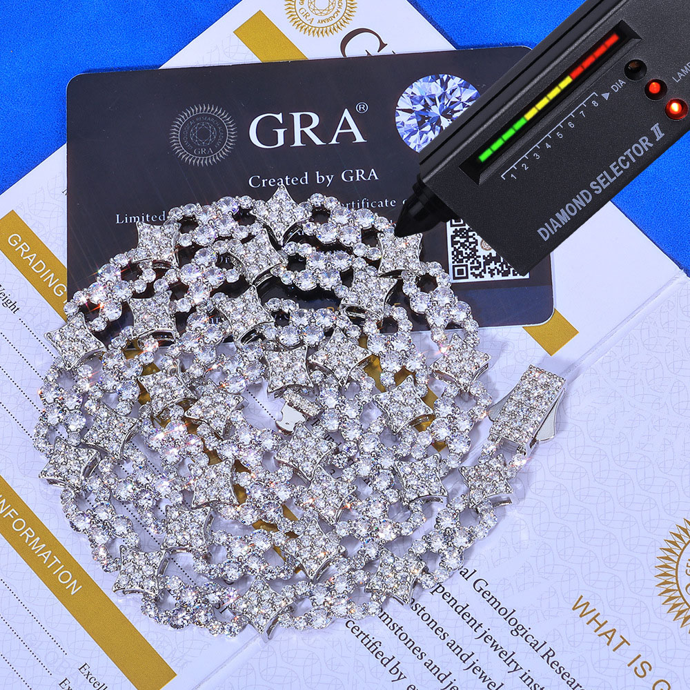 iced out moissanite infinity star link chain & bracelet