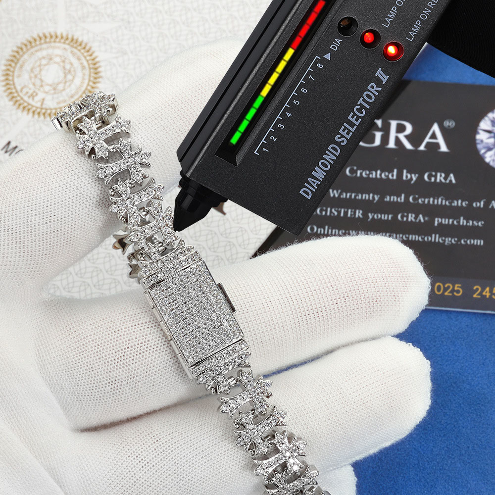 iced out moissanite hip hop cross link chain