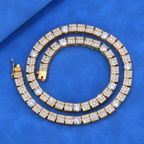 iced out multi cut cz geometric tennis link chain