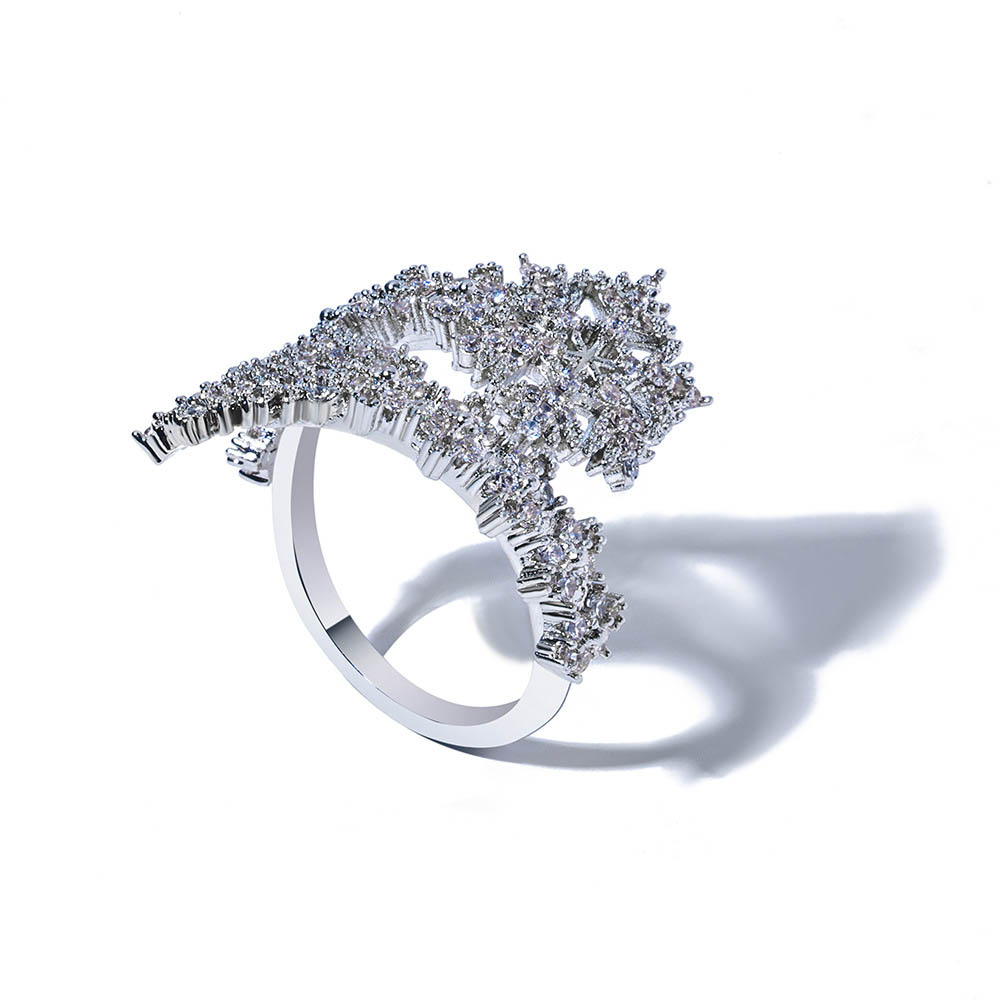 iced out snowflake bypass ring