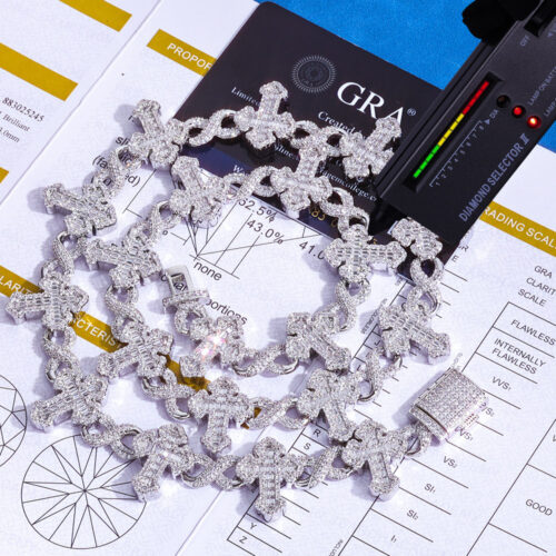 infinity cross moissanite tennis link chain & bracelet