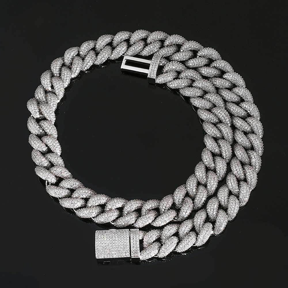 micro pave cz bubble cuban link chain & bracelet