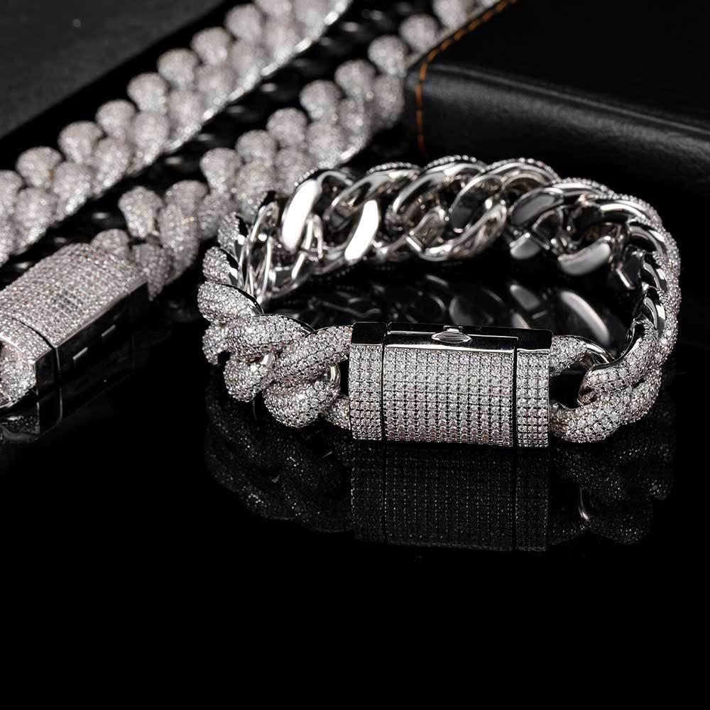 micro pave cz bubble cuban link chain & bracelet