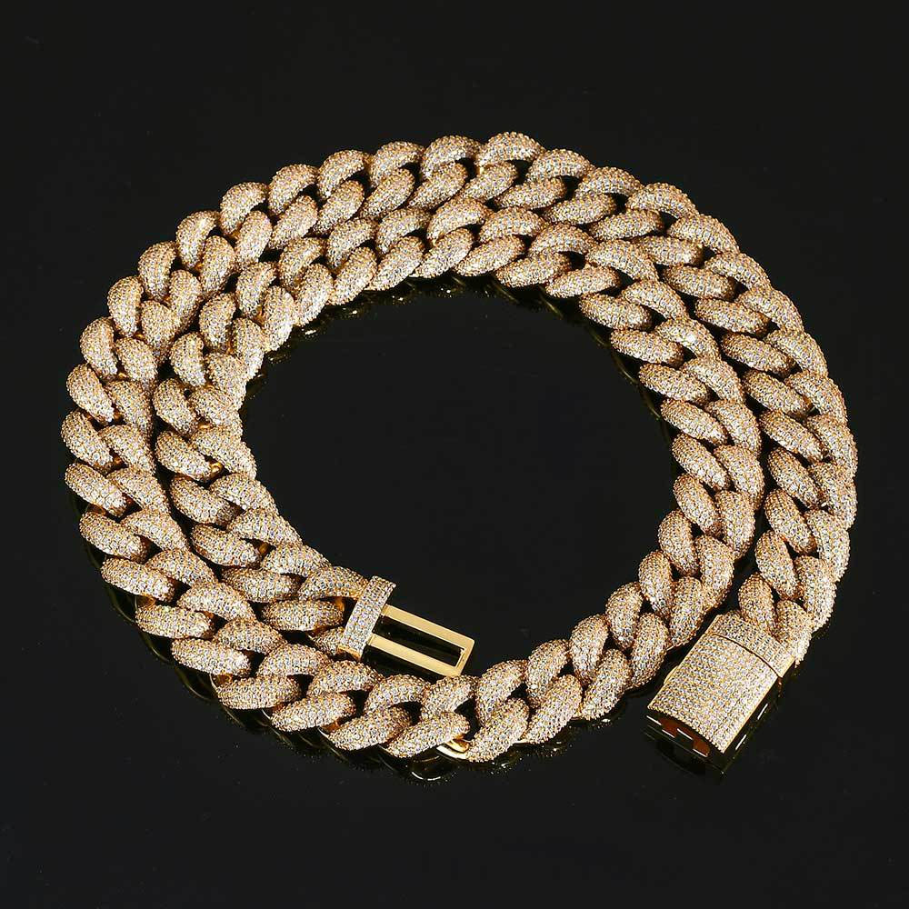 micro pave cz bubble cuban link chain & bracelet