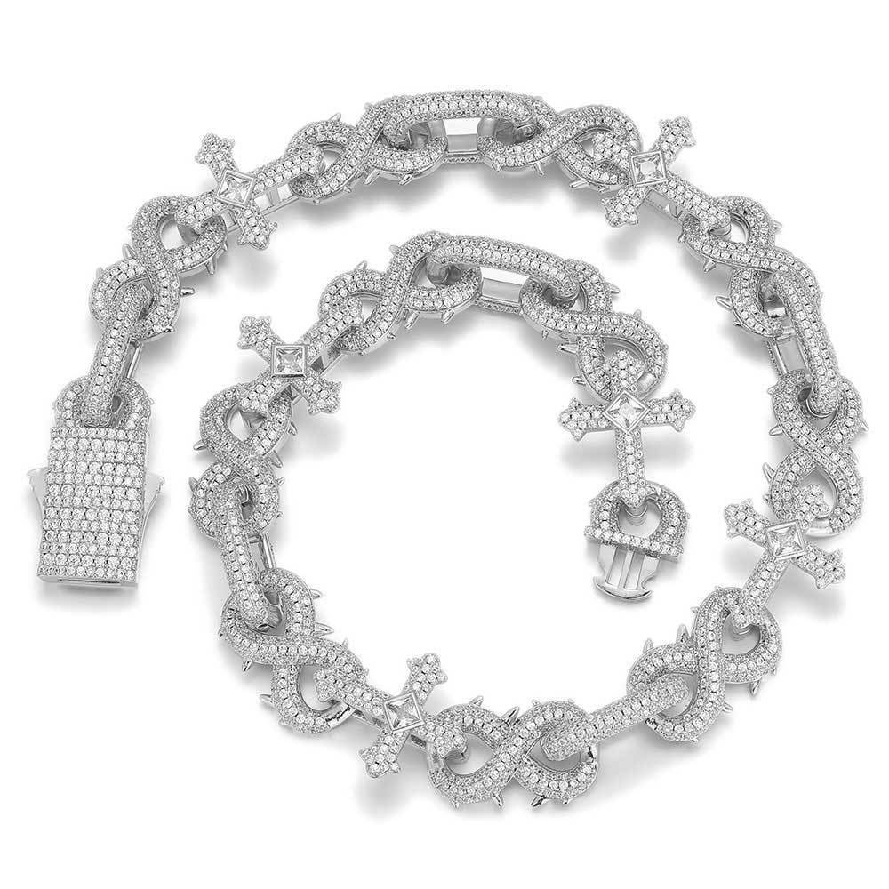 moissanite infinity and cross chain