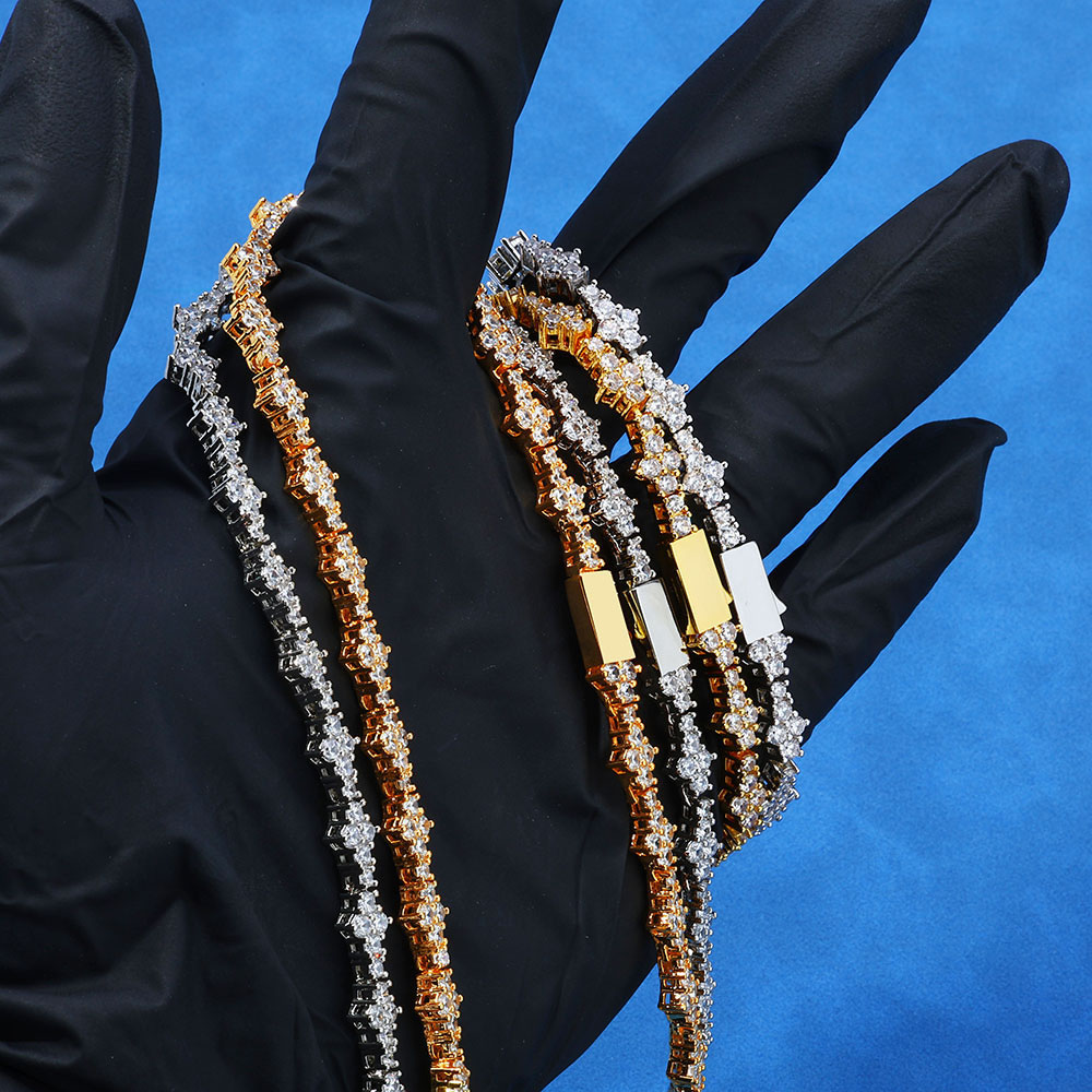 moissanite sterling silver cluster tennis link chain