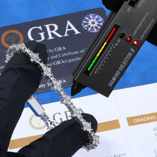 moissanite sterling silver cluster tennis link chain