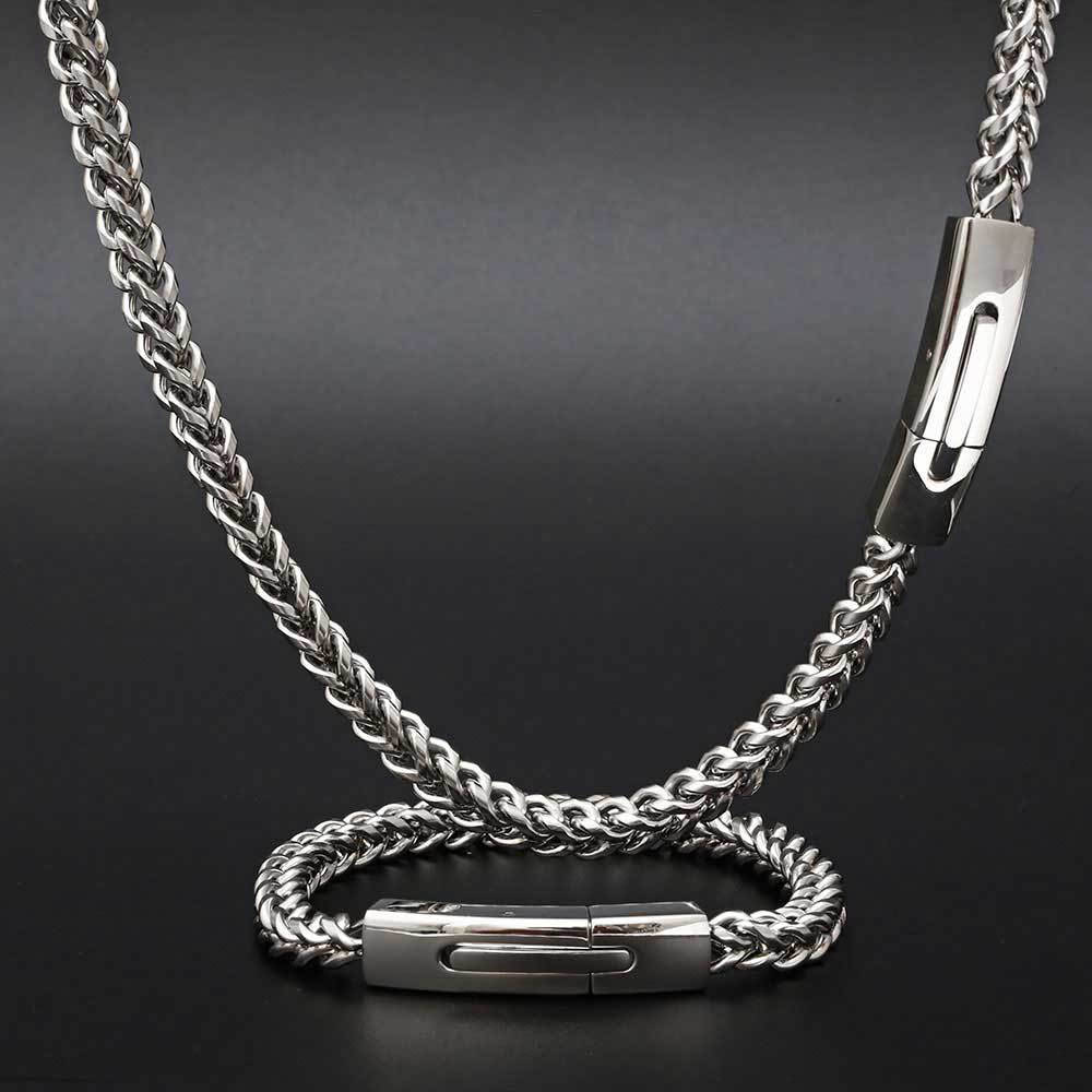 stainless steel franco chain necklace & bracelet