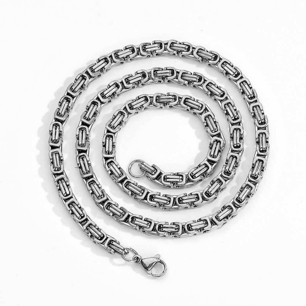 White Gold Silver Plating Byzantine Link Chain white gold silver plating byzantine link chain