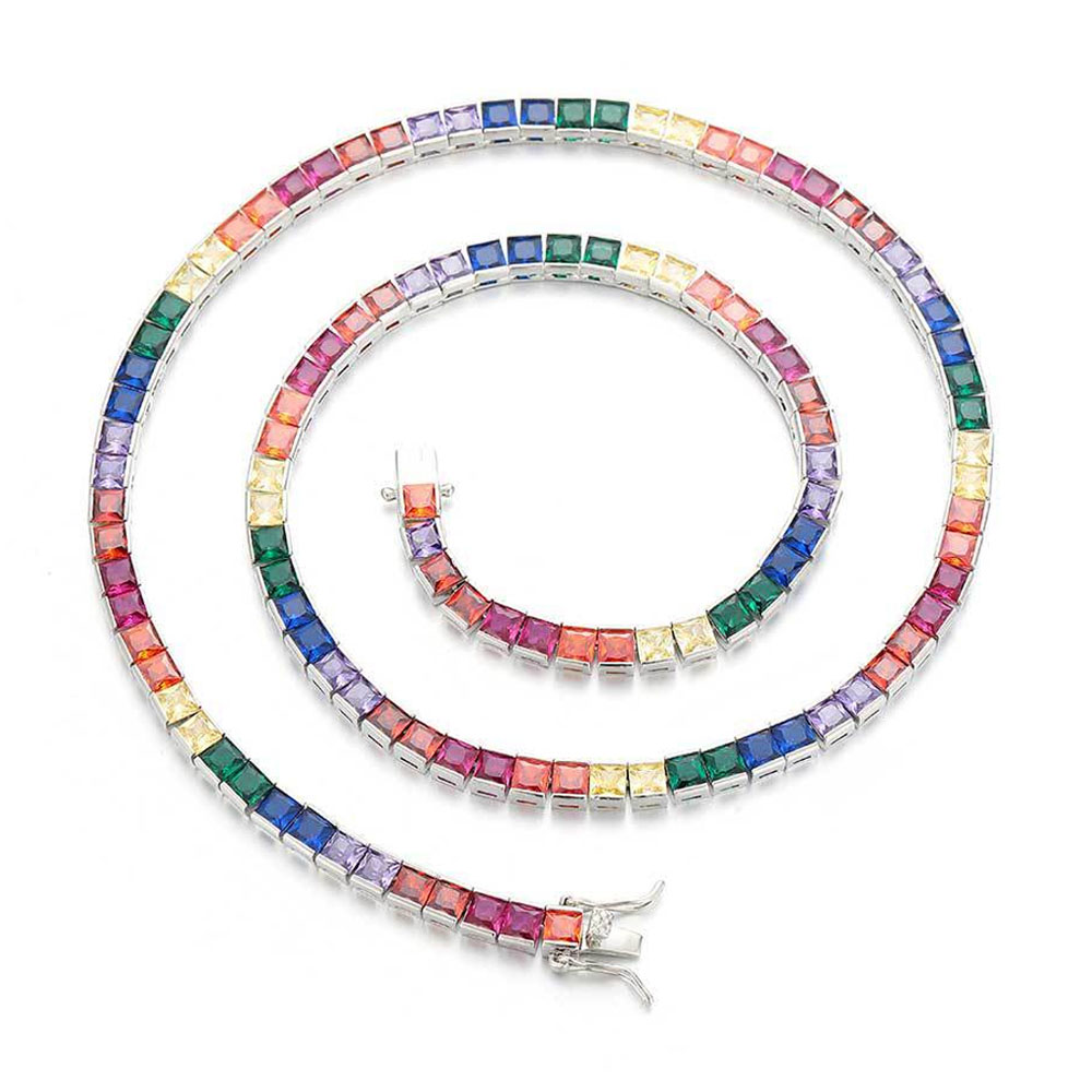 iced out chains rainbow cz link chains