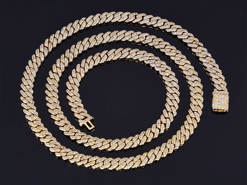 moissanite tennis chain gold plating cuban link chain