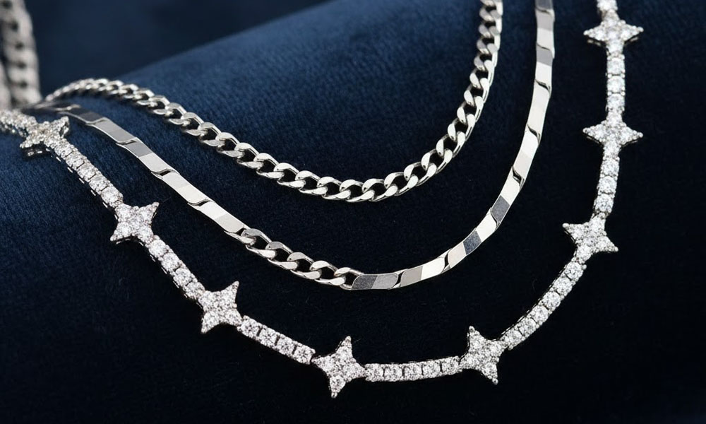 sterling silver cz chains cuban chain star chain