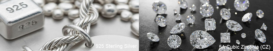sterling silver cz chains silver and cz